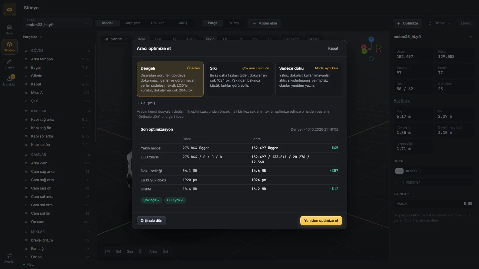 Optimize: profil, öncesi ve sonrası
