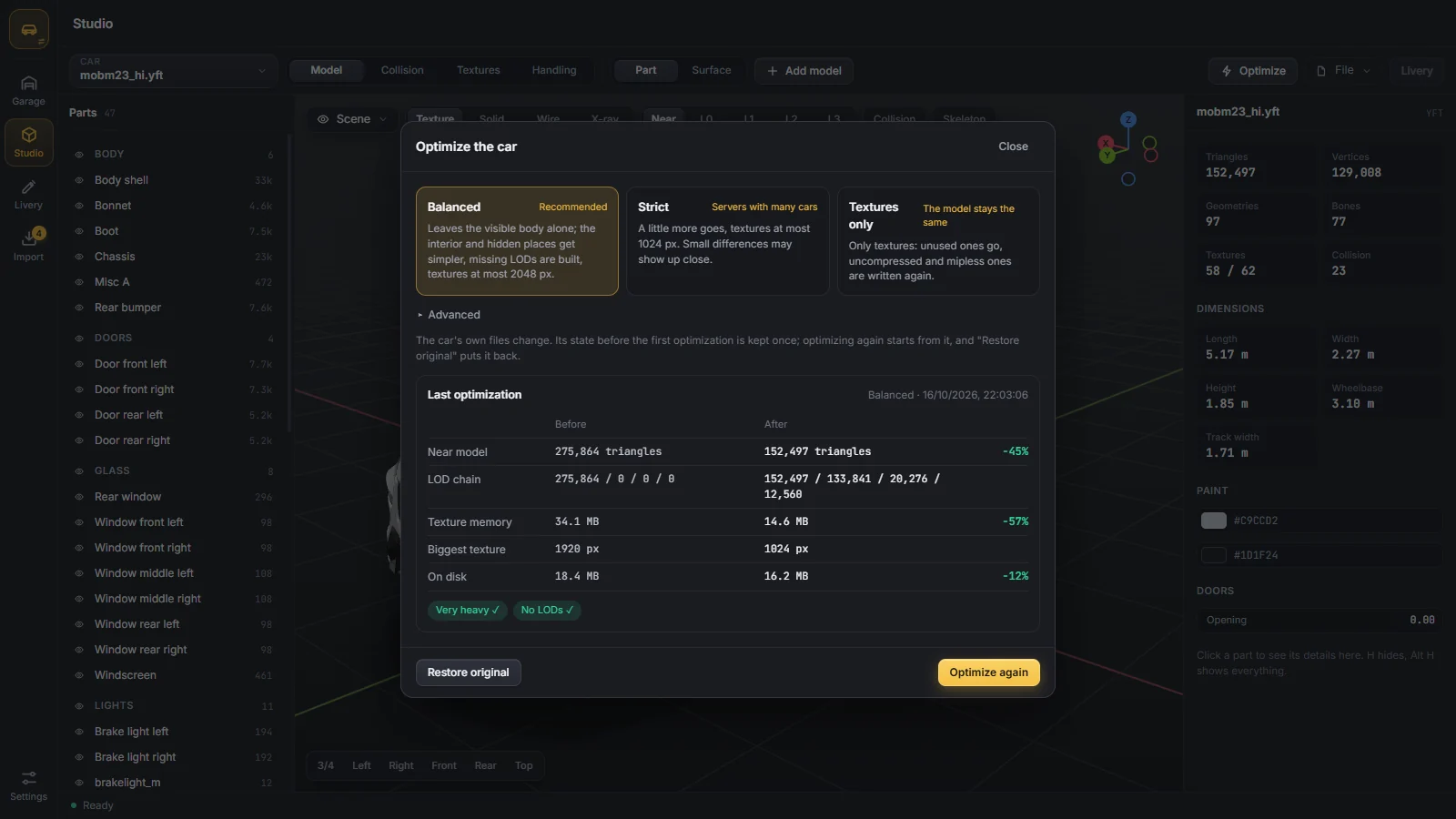 Optimise: profile, before and after